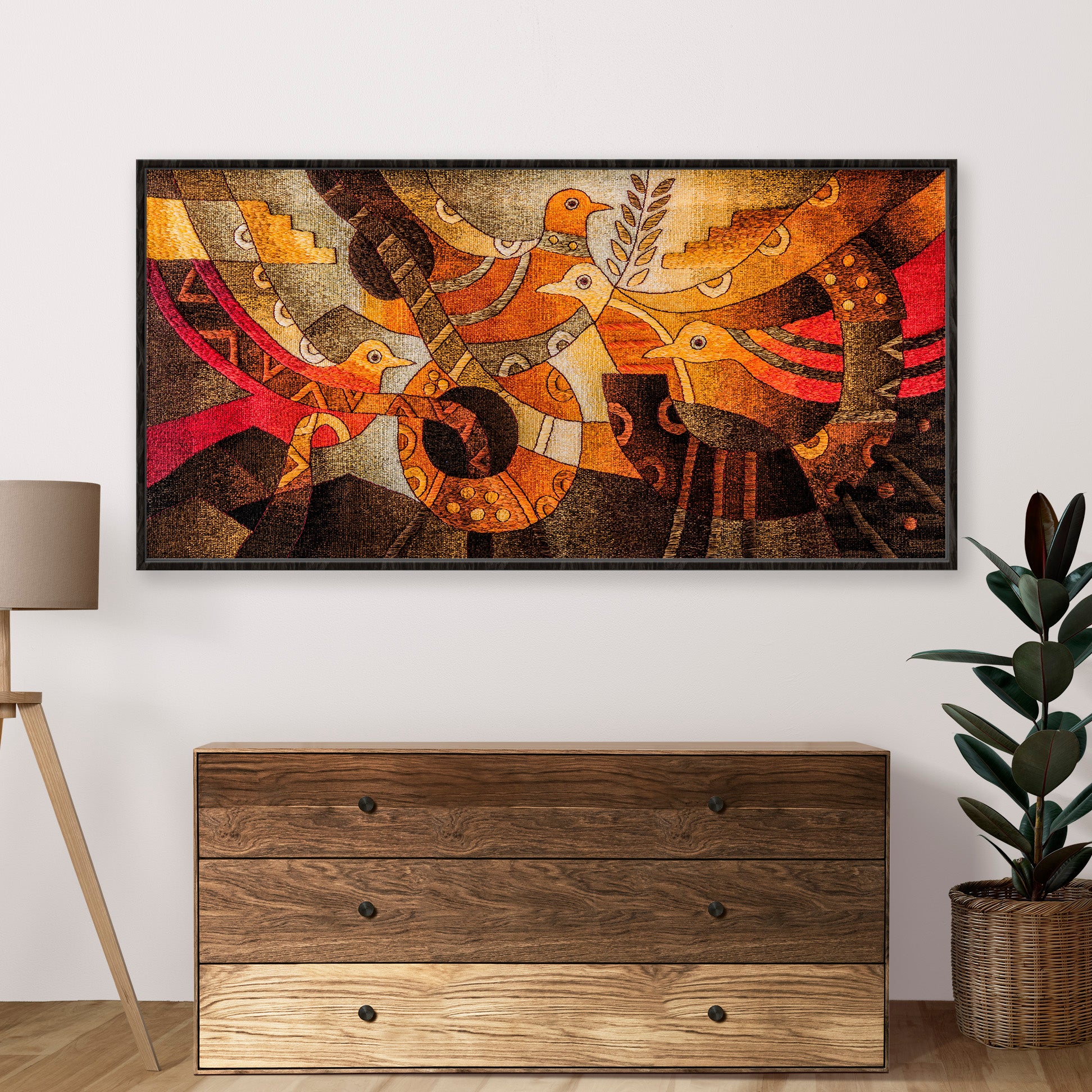 Cuatro pájaros hacia el sol