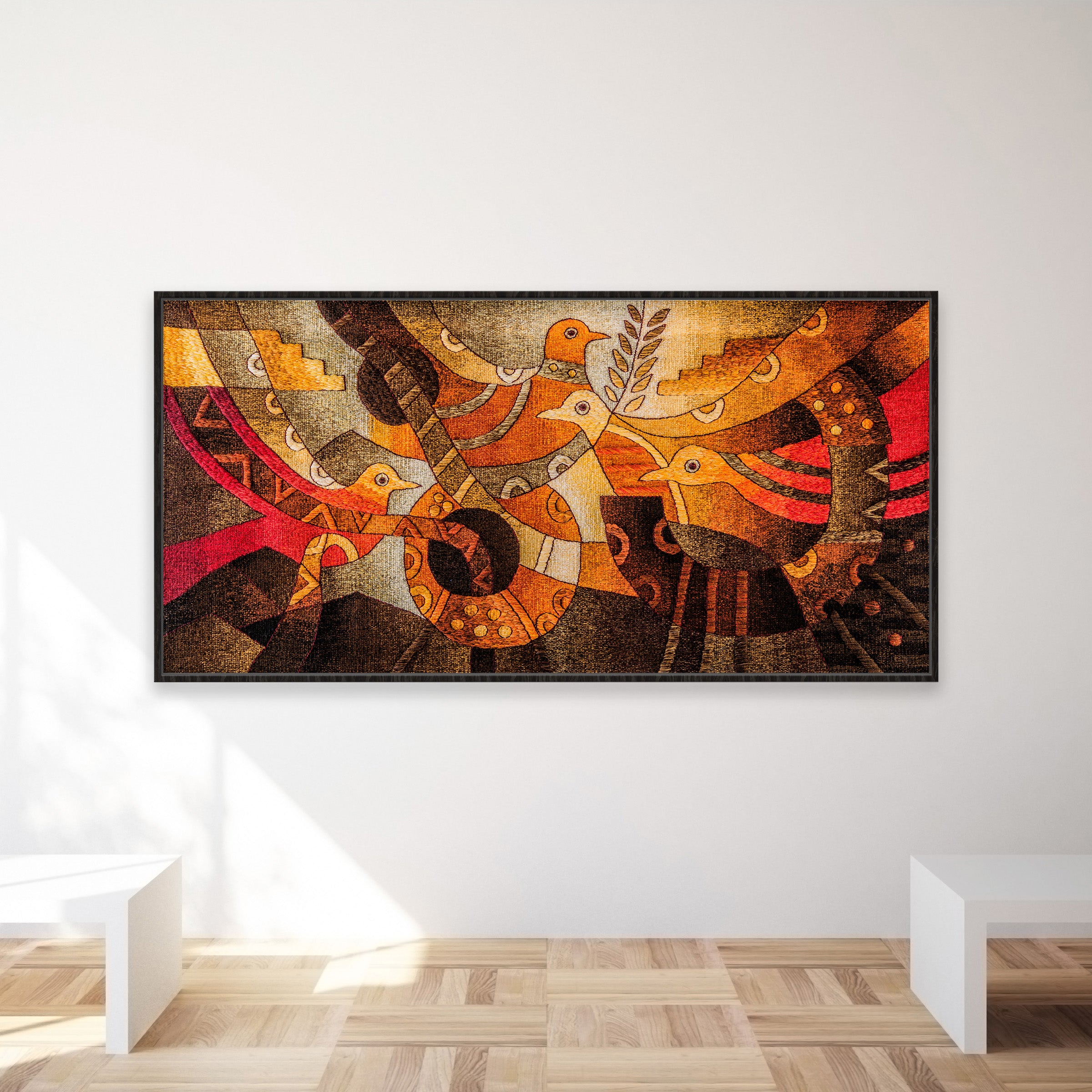 Cuatro pájaros hacia el sol