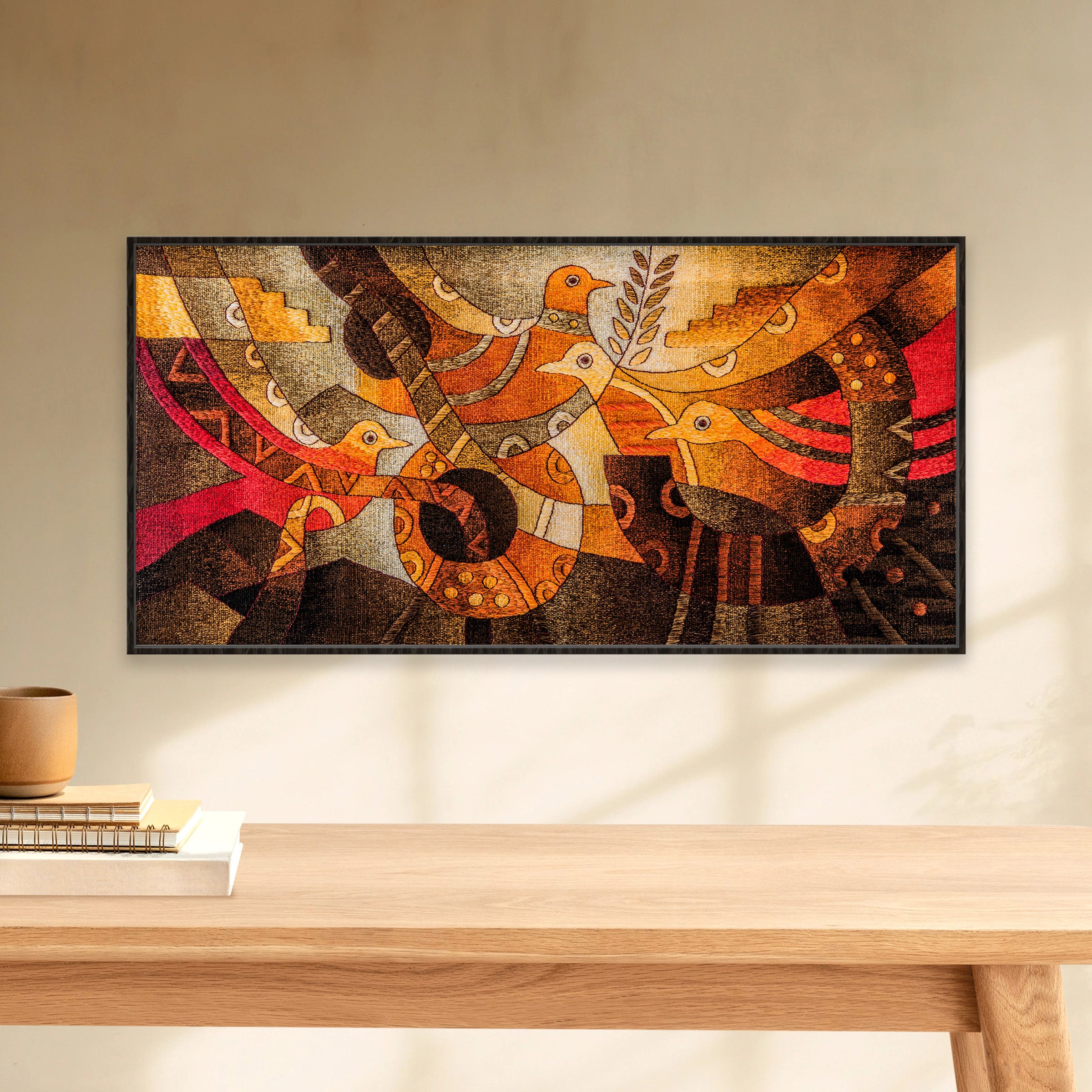 Cuatro pájaros hacia el sol